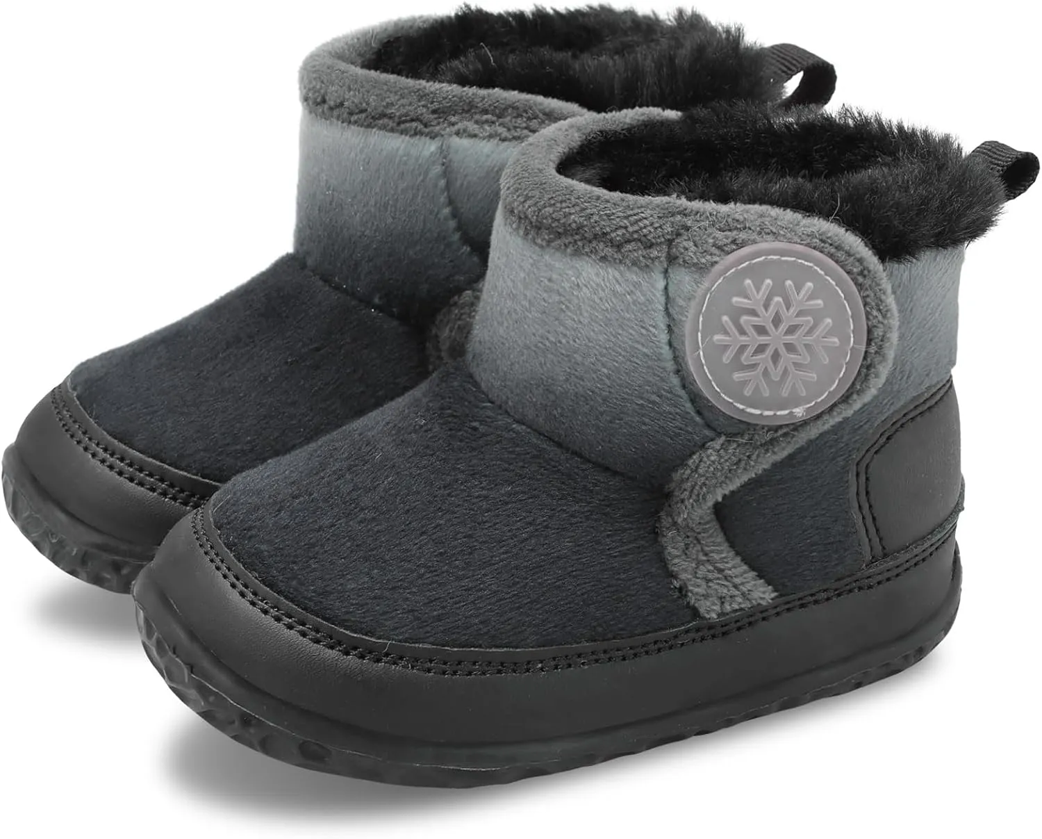 L-RUN Baby Boots for Infant Toddler Boys Girls Ankle Warm Suede Plush Lining House Slippers Little Kids Winter Shoes for Indoor Outdoor Walking