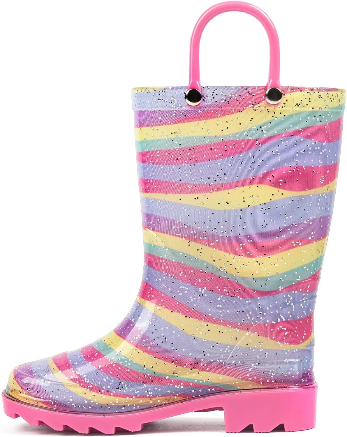 landchief Toddler Rain Boots Kids Waterproof Boots for Boys Girls with Easy-on Handles Outdoor Unisex-Child