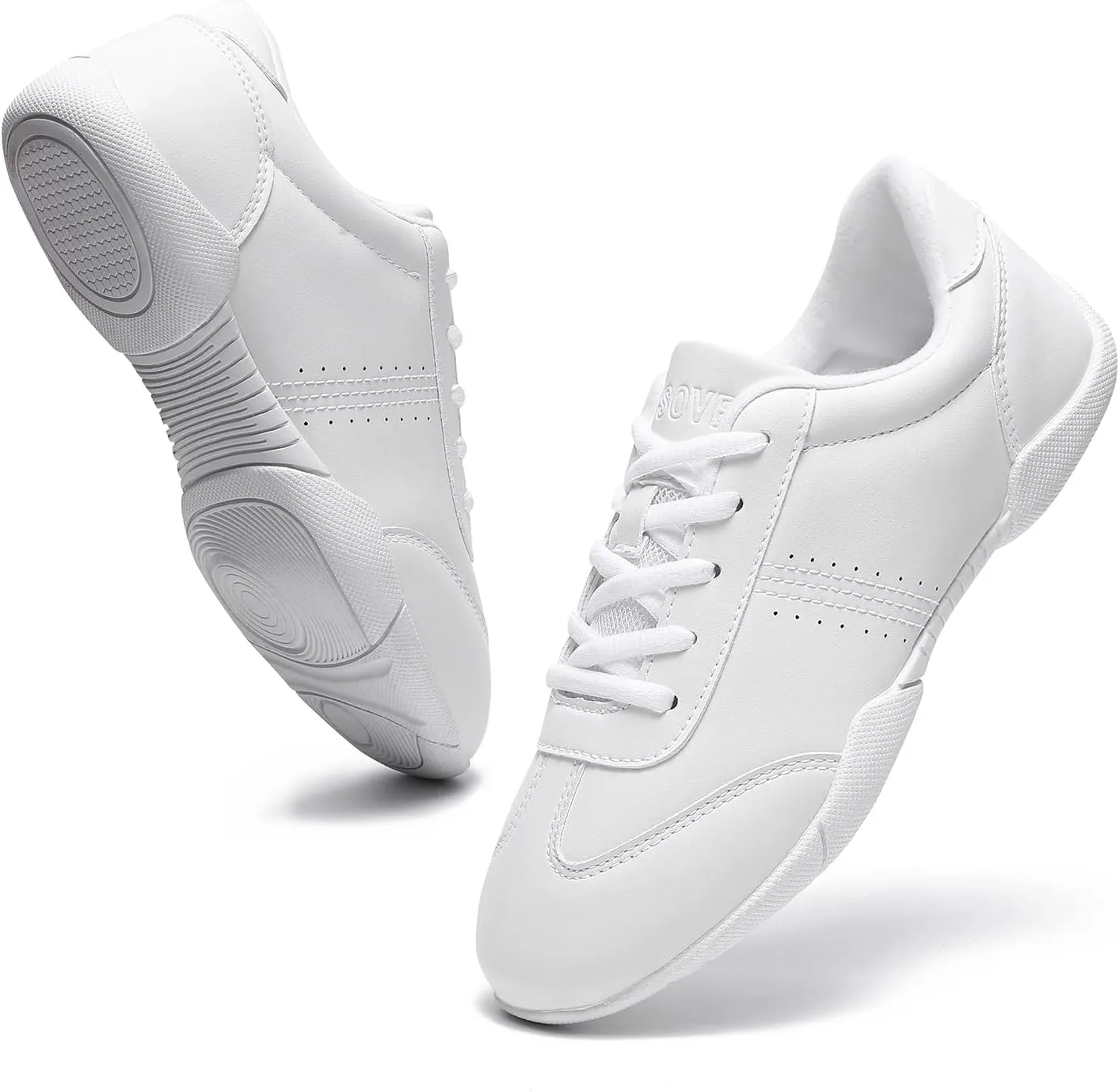 LANDHIKER Girls Cheer Shoes White Cheerleading Shoes Dance Athletic Training Tennis Breathable Youth Dancing Lightweight Competition Comfortable Cheer Sneakers