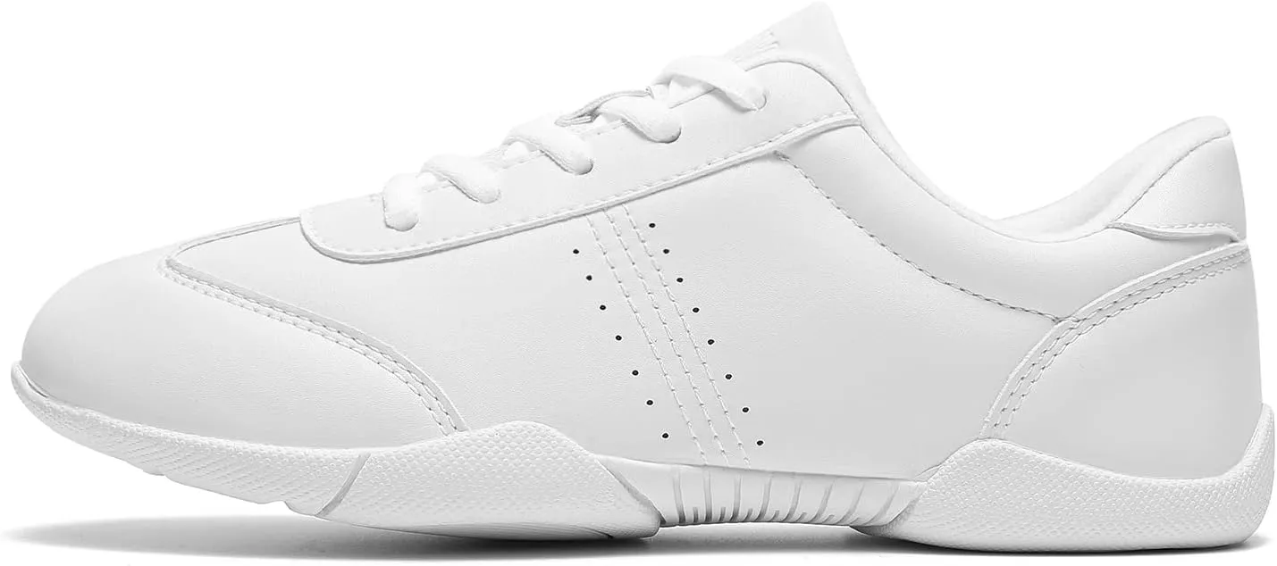 LANDHIKER Girls Cheer Shoes White Cheerleading Shoes Dance Athletic Training Tennis Breathable Youth Dancing Lightweight Competition Comfortable Cheer Sneakers
