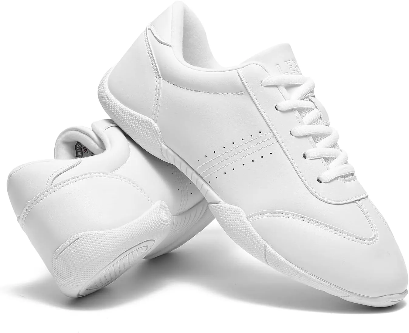 LANDHIKER Girls Cheer Shoes White Cheerleading Shoes Dance Athletic Training Tennis Breathable Youth Dancing Lightweight Competition Comfortable Cheer Sneakers