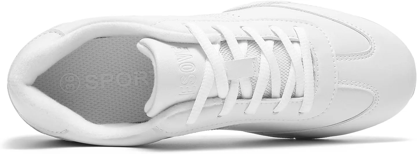 LANDHIKER Girls Cheer Shoes White Cheerleading Shoes Dance Athletic Training Tennis Breathable Youth Dancing Lightweight Competition Comfortable Cheer Sneakers