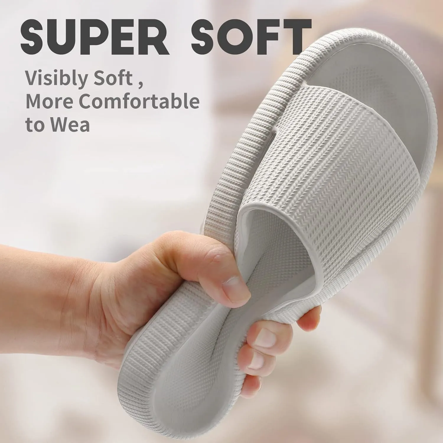 LELEBEAR Cloudies Slides for Women, Super Comfy Soft Foam Slides, Non Slip Shower Bathroom Slides