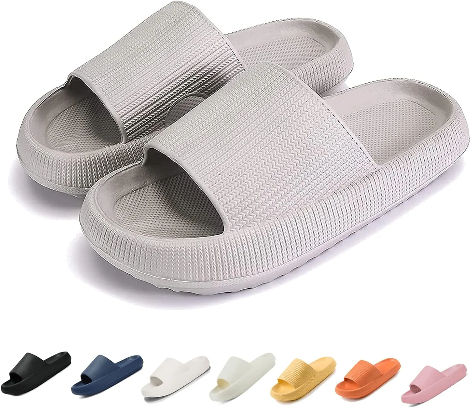LELEBEAR Cloudies Slides for Women, Super Comfy Soft Foam Slides, Non Slip Shower Bathroom Slides