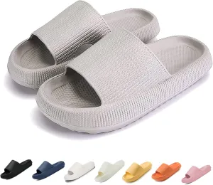 LELEBEAR Cloudies Slides for Women, Super Comfy Soft Foam Slides, Non Slip Shower Bathroom Slides