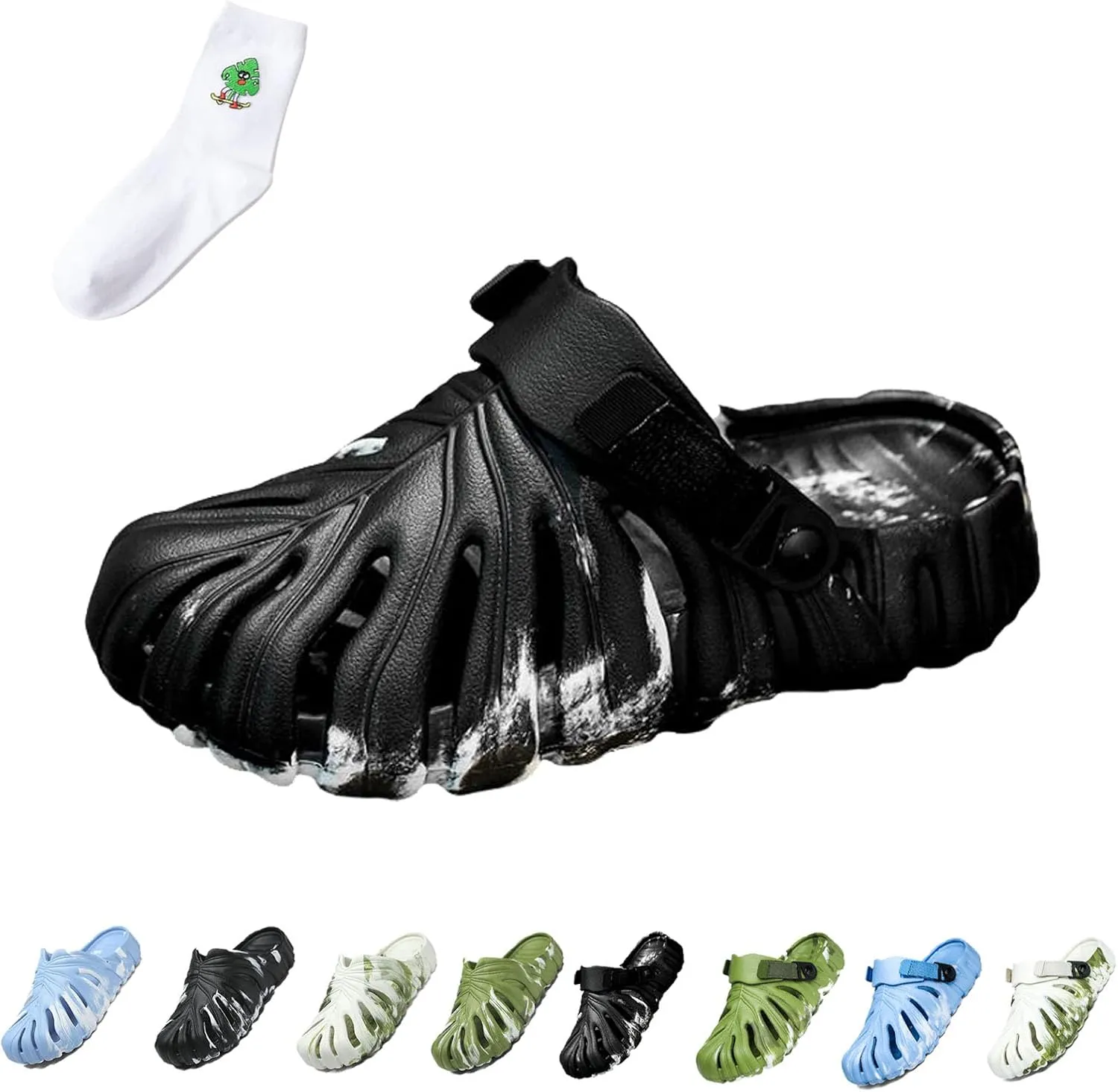LELEBEAR Monstera Slippers, Monstera Pillow Slippers Open Toe Non Slip Slippers, Monstera Slides for Women and Men