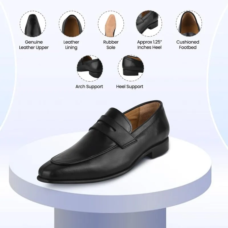 LIBERTYZENO Mens Penny Genuine Leather Adults Loafers Slip On Shoes for Prom Graduation