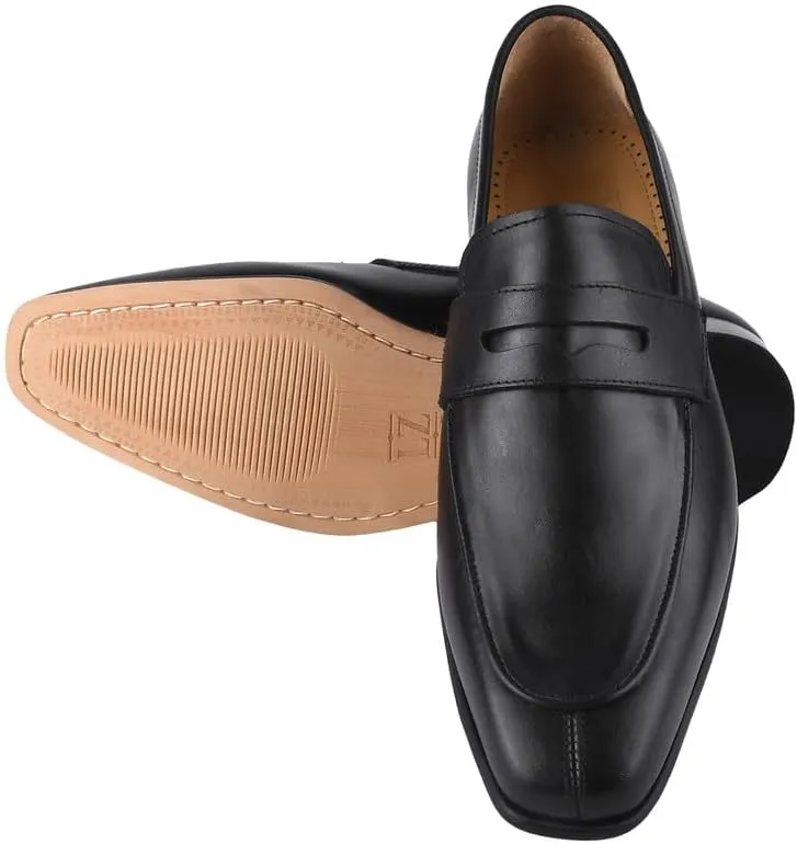 LIBERTYZENO Mens Penny Genuine Leather Adults Loafers Slip On Shoes for Prom Graduation