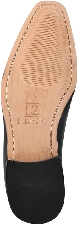 LIBERTYZENO Mens Penny Genuine Leather Adults Loafers Slip On Shoes for Prom Graduation