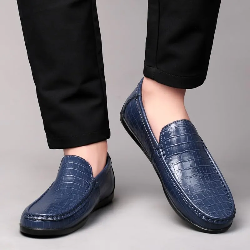 Loafers for Men Round Toe Faux Leather Plaid Print Loafer Shoes Resistant Flexible Lightweight Classic Slip On