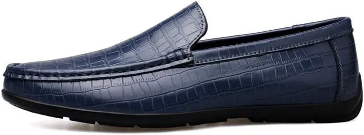Loafers for Men Round Toe Faux Leather Plaid Print Loafer Shoes Resistant Flexible Lightweight Classic Slip On