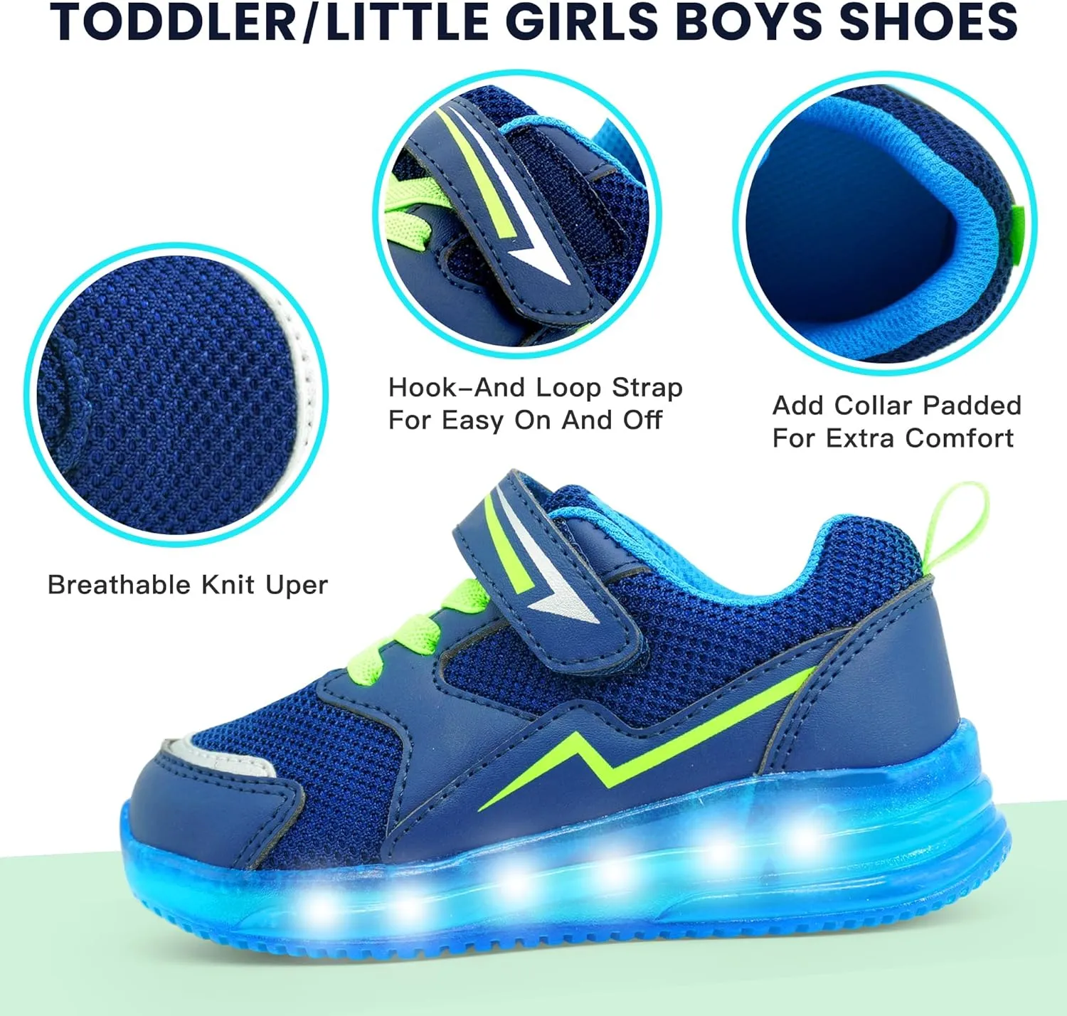 LOUGSIN Girls Boys Light Up Shoes Toddler Lightweight Mesh Breathable Led Flashing Running Sneakers for Toddler and Little Kid