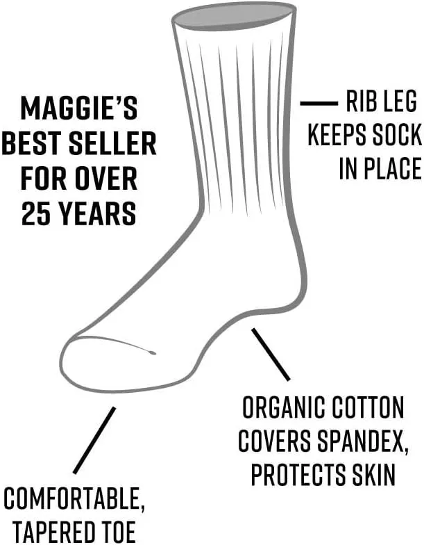 Maggie's Organics - Organic Cotton Classic Crew Socks - 3 Pairs - Unisex