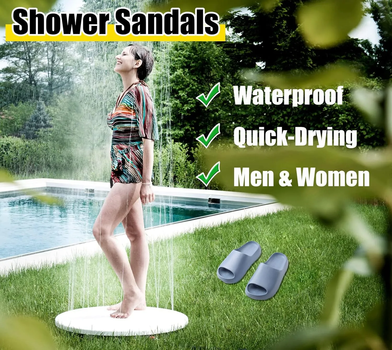 Men Women Cloud Cushion Slides EVA Pillow Slippers Cute Cartoon Print Non-Slip Shower Sandals Open Toe for Bathroom House Spa Gym Home Soft Comfy Shoes