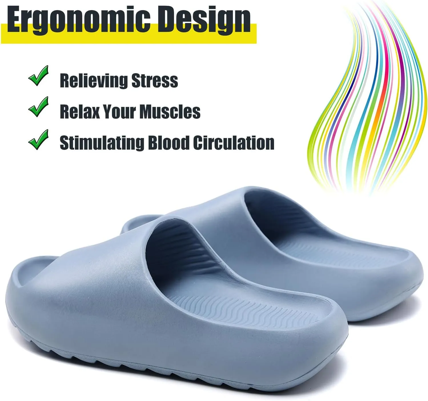 Men Women Cloud Cushion Slides EVA Pillow Slippers Cute Cartoon Print Non-Slip Shower Sandals Open Toe for Bathroom House Spa Gym Home Soft Comfy Shoes