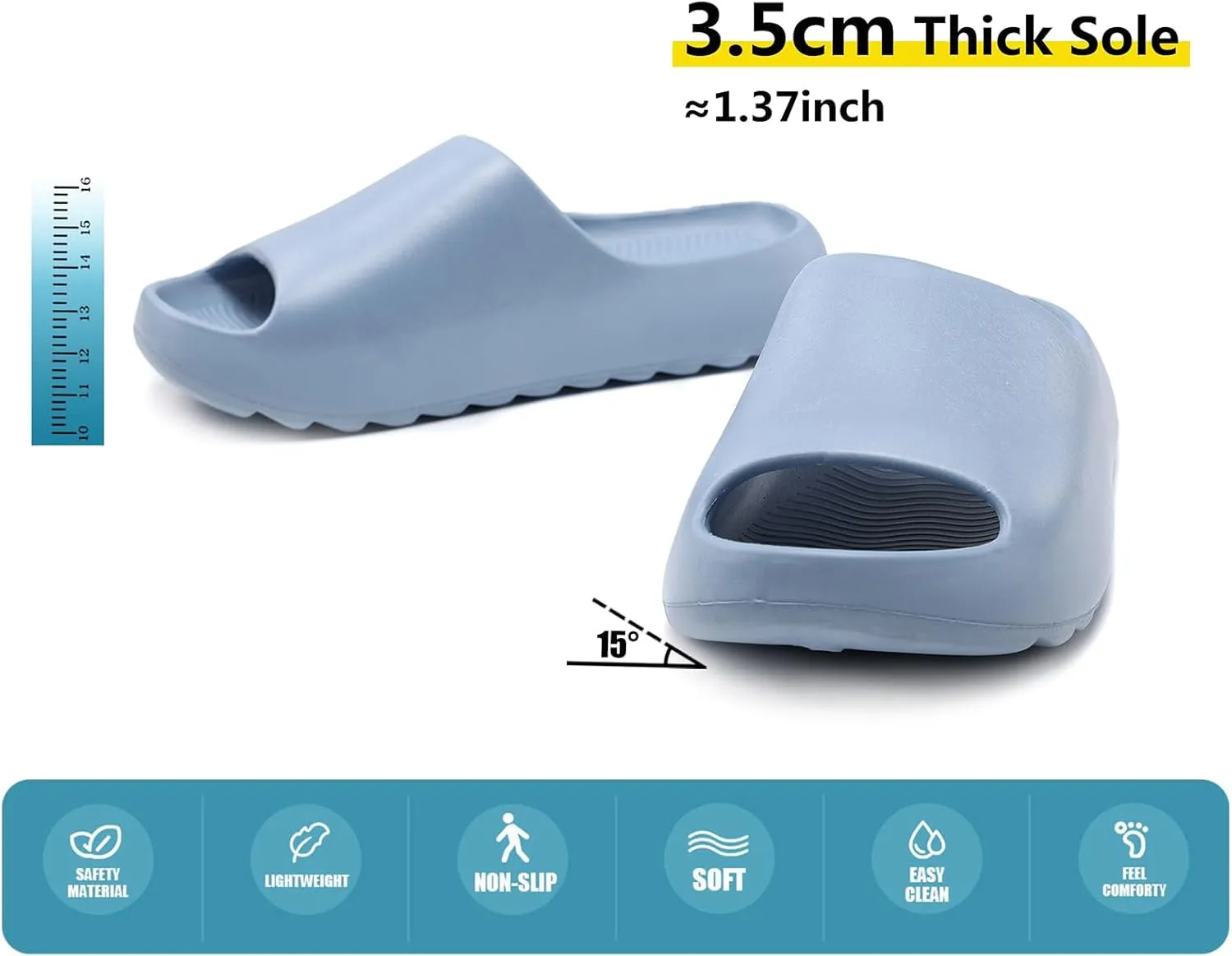 Men Women Cloud Cushion Slides EVA Pillow Slippers Cute Cartoon Print Non-Slip Shower Sandals Open Toe for Bathroom House Spa Gym Home Soft Comfy Shoes