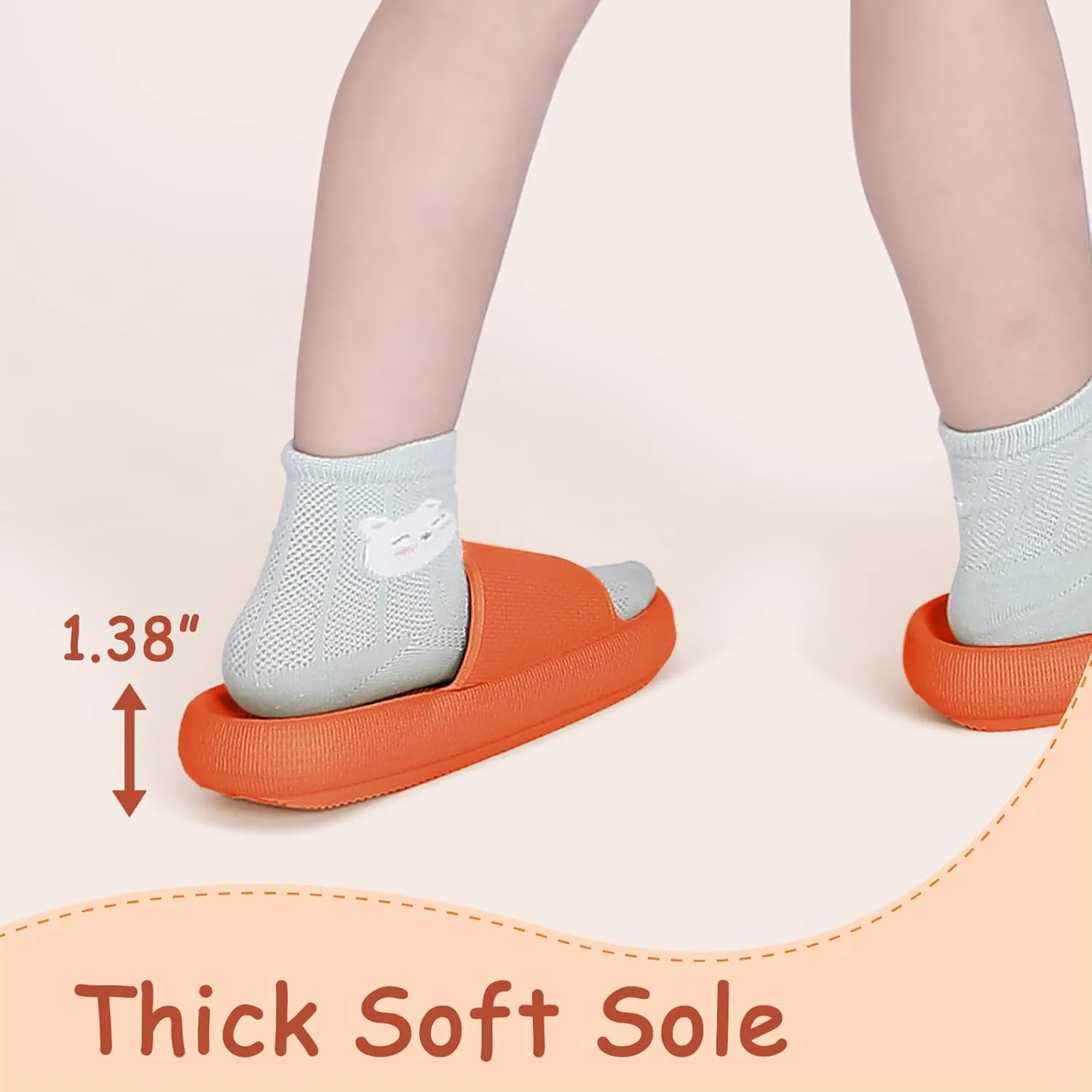 Menore Cloud Slides for Kids Shower Beach Slippers Boys Girls Bathroom Thick Sole Pillow Slippers Summer Non-Slip Pool Sandals