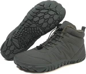 Men's and Women's Barefoot Hiking Boots | Zero Drop Winter Snow Boots with Wide Toe Box | Slip-On Waterproof Ankle Booties | Minimalist Five-Finger Sneakers for Outdoor Hiking and Walking