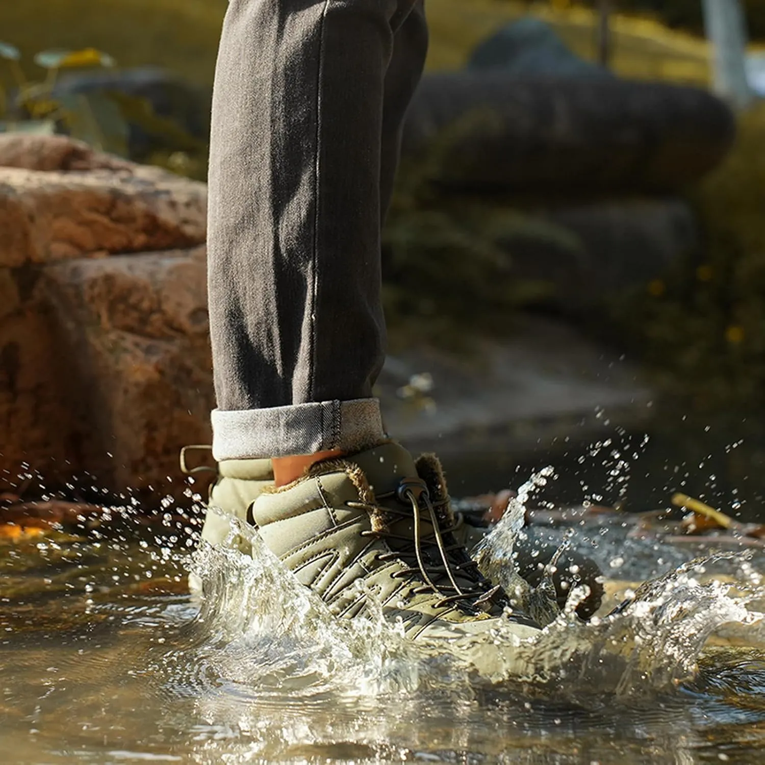 Men's and Women's Barefoot Hiking Boots | Zero Drop Winter Snow Boots with Wide Toe Box | Slip-On Waterproof Ankle Booties | Minimalist Five-Finger Sneakers for Outdoor Hiking and Walking