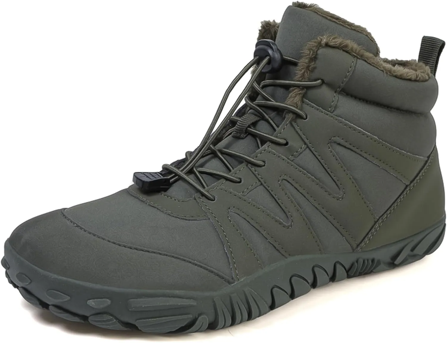 Men's and Women's Barefoot Hiking Boots | Zero Drop Winter Snow Boots with Wide Toe Box | Slip-On Waterproof Ankle Booties | Minimalist Five-Finger Sneakers for Outdoor Hiking and Walking