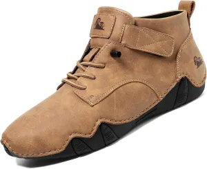 Men's Casual Italian Handmade High Top High Boots Slip-ons Suede Leather Driving Chukka Booties Outdoor Non-Slip Breathable Dress Shoes