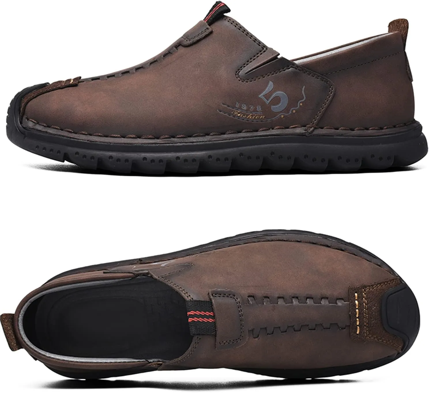 Men's Leather Shoes Casual Loafers Slip on Comfortable Walking Driving Shoes for Men