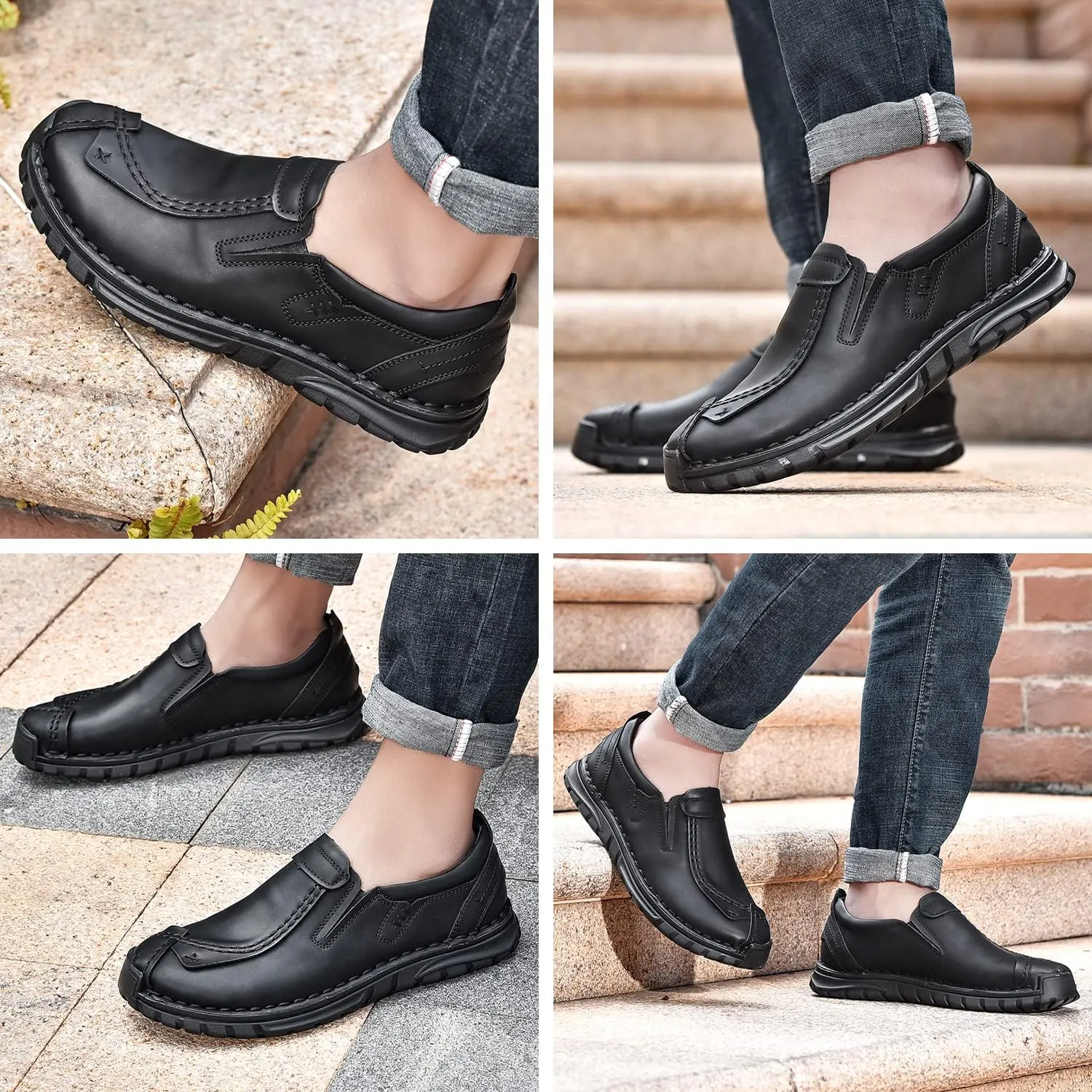 Men's Leather Shoes Casual Loafers Slip on Comfortable Walking Driving Shoes for Men