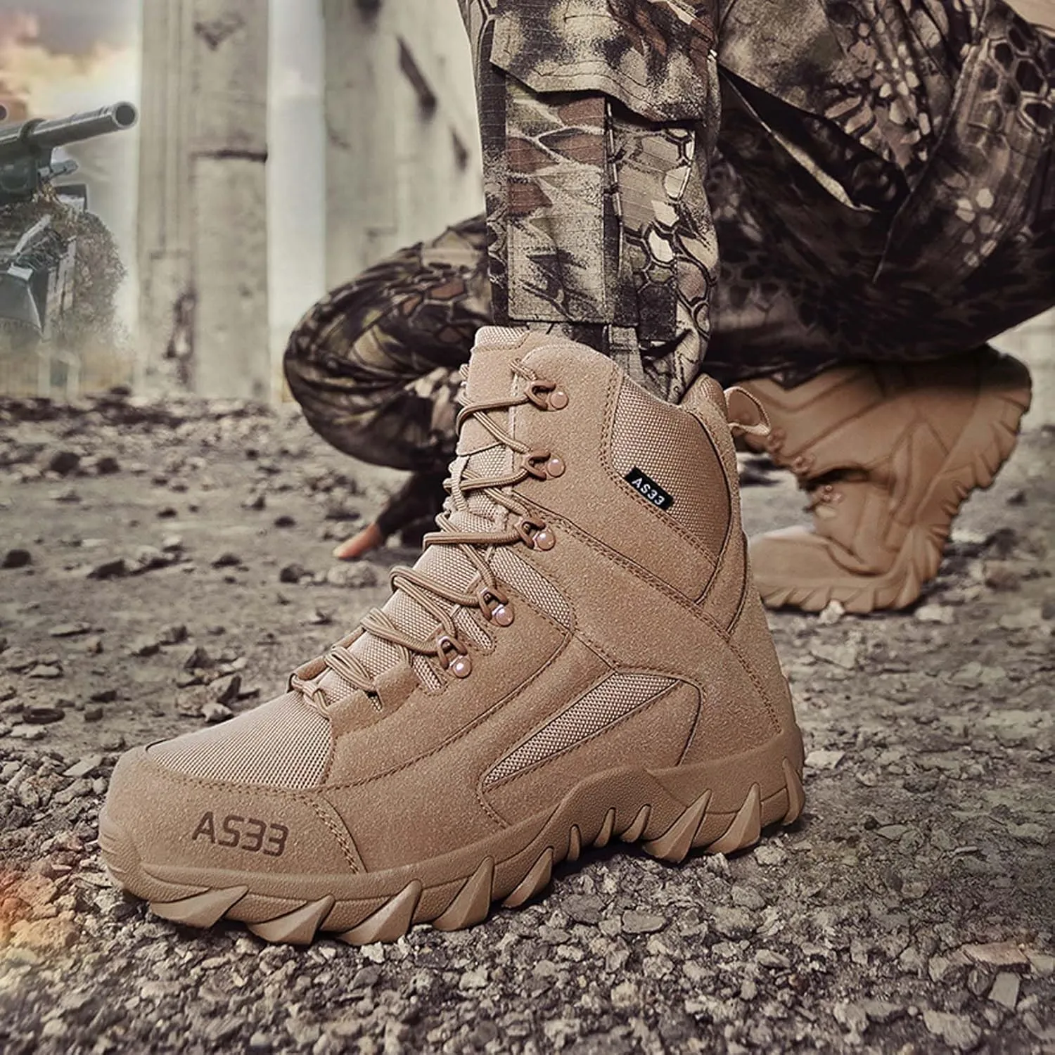 Men's Military Hiking Boots 6 Inches Work Boots Desert Boots lightweight Tactical Combat Boots