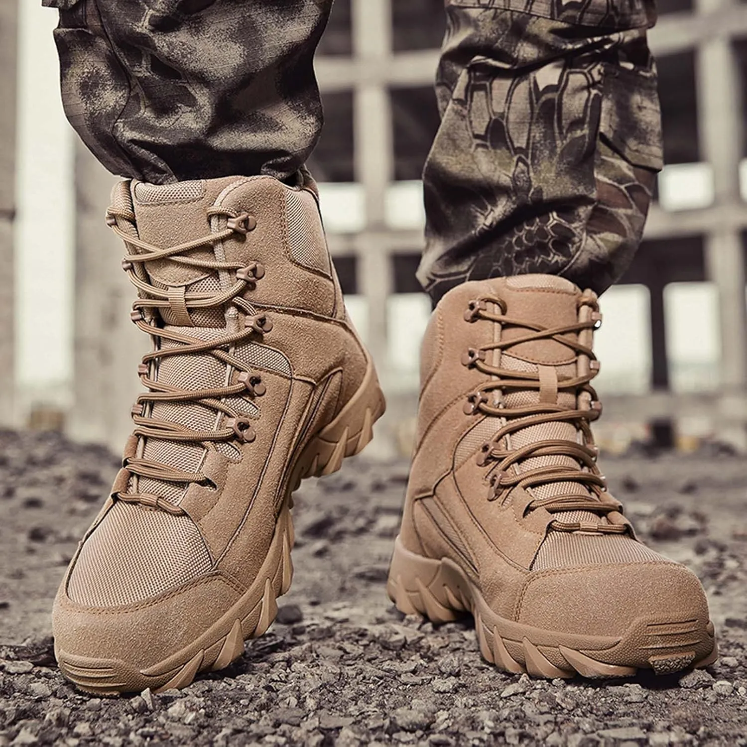 Men's Military Hiking Boots 6 Inches Work Boots Desert Boots lightweight Tactical Combat Boots