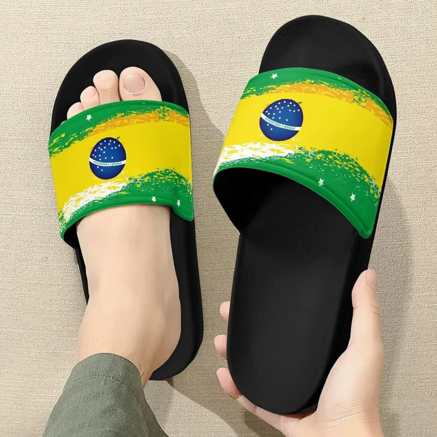 Mens Pillow House Sandals Ultra Cushion Slide Sandals Non-Slip Comfortable Shower Shoes Slip On Black Slippers for Spa Bath Pool Gym