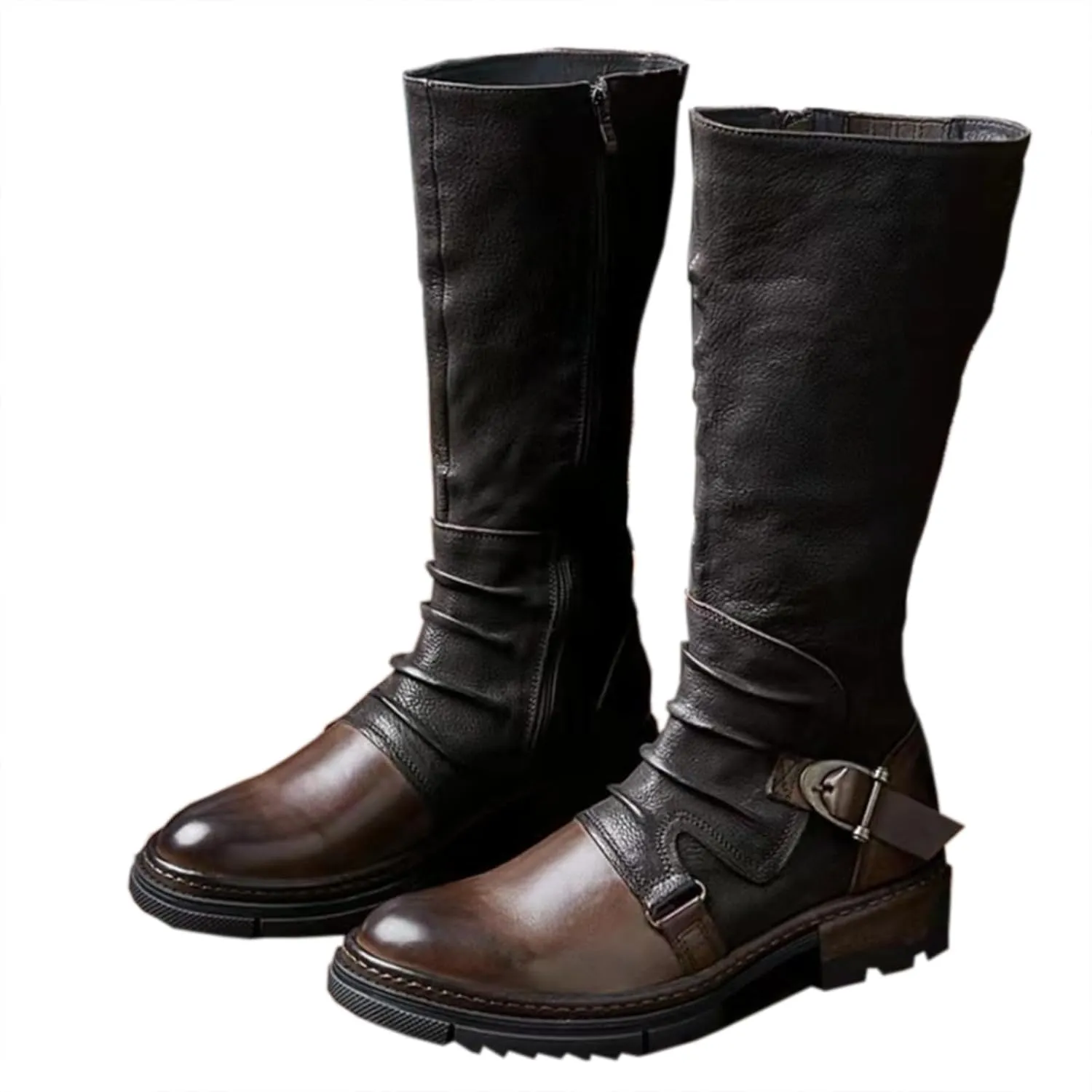 Mens Renaissance Boots, Medieval Pirate Boots Halloween PU Leather Costume Boots Gothic Cosplay Boots
