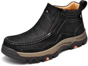 Men's Retro Leather Outdoor Loafers Classic Hand Sewn Anti Slip Hiking Shoes Comfortable and Breathable Driving Business Shoes