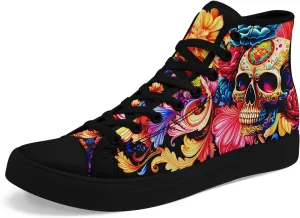 Men's Skull Canvas High Top Shoes Classic Fashion High Top Sneakers Unisex Casual Lace Up Tennis Shoes