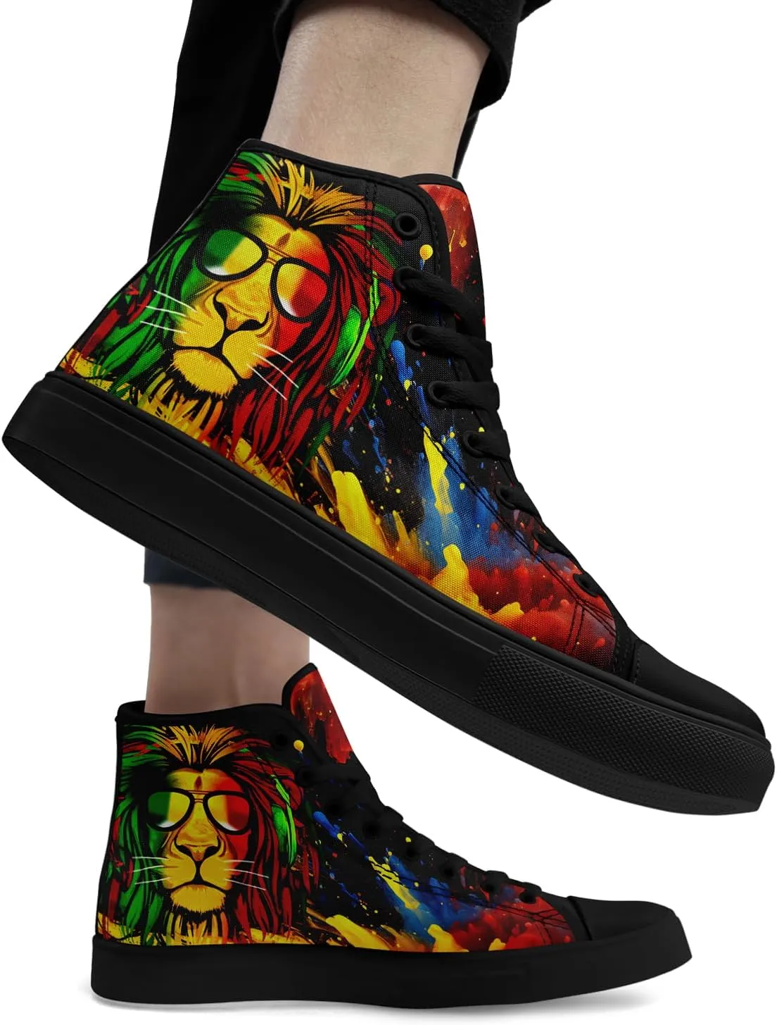 Men's Skull Canvas High Top Shoes Classic Fashion High Top Sneakers Unisex Casual Lace Up Tennis Shoes