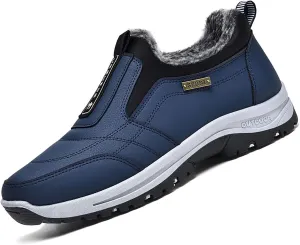 Mens Slip on Walking Shoes,Winter Orthopedic Shoes Waterproof Low Rise Hiking Shoes Non-Slip Lightweight Orthopedic Trekking Hiking Men Outdoor Trainers,Black,47EU