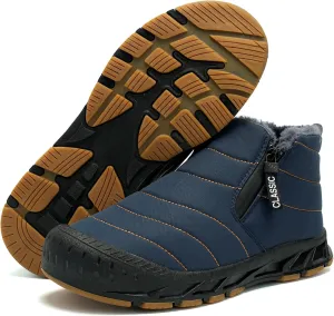 Men's Waterproof Snow Boots Warm Winter Boots Fur Lined Booties Non-Slip Lightweight Winter Shoes