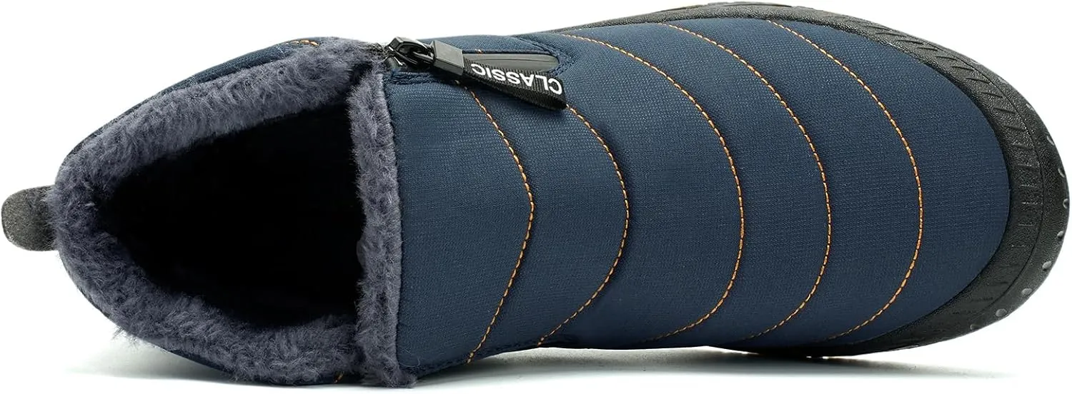 Men's Waterproof Snow Boots Warm Winter Boots Fur Lined Booties Non-Slip Lightweight Winter Shoes