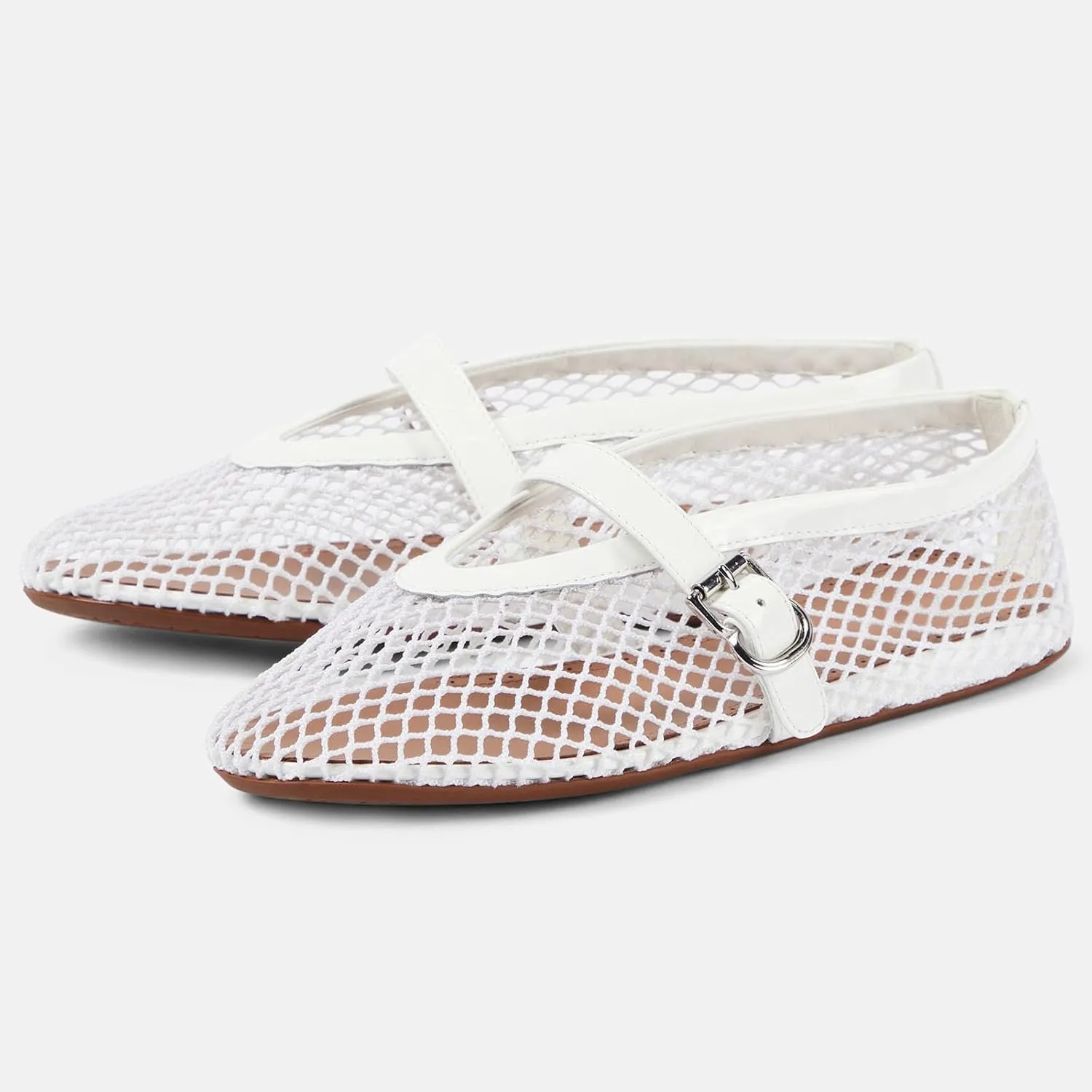 Mesh Ballet Flats for Women Buckle Strap Comfortable Mary Jane Shoes Ladies Wide Width Casual Dress Ballerina Flats