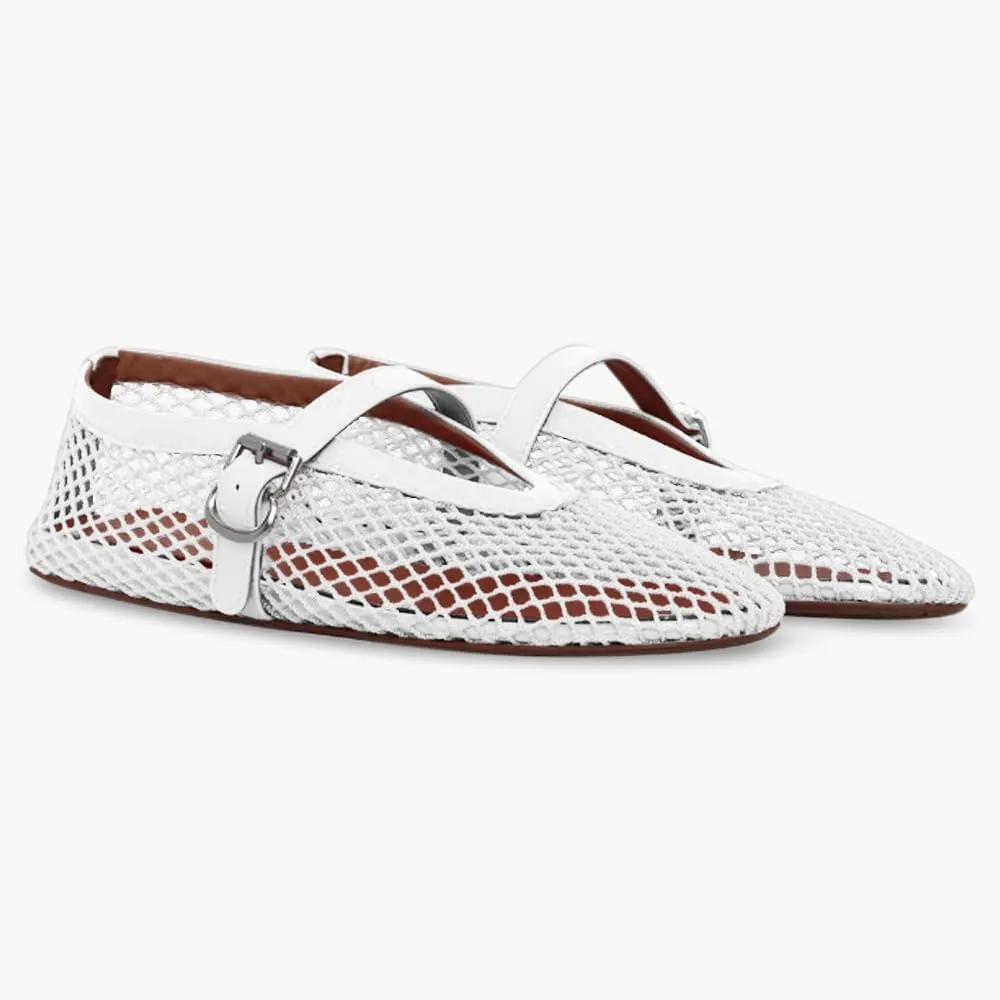 Mesh Ballet Flats for Women Buckle Strap Comfortable Mary Jane Shoes Ladies Wide Width Casual Dress Ballerina Flats