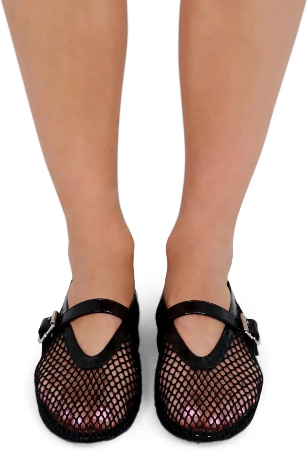 Mesh Ballet Flats for Women Buckle Strap Comfortable Mary Jane Shoes Ladies Wide Width Casual Dress Ballerina Flats