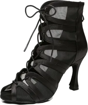 Minishion Dancing Boots Women Latin Ballroom Ankle Dance Shoes Sommer Evening Wedding Party Heeded Sandals