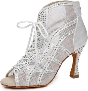 Minishion Dancing Boots Women Latin Ballroom Ankle Dance Shoes Sommer Evening Wedding Party Heeded Sandals