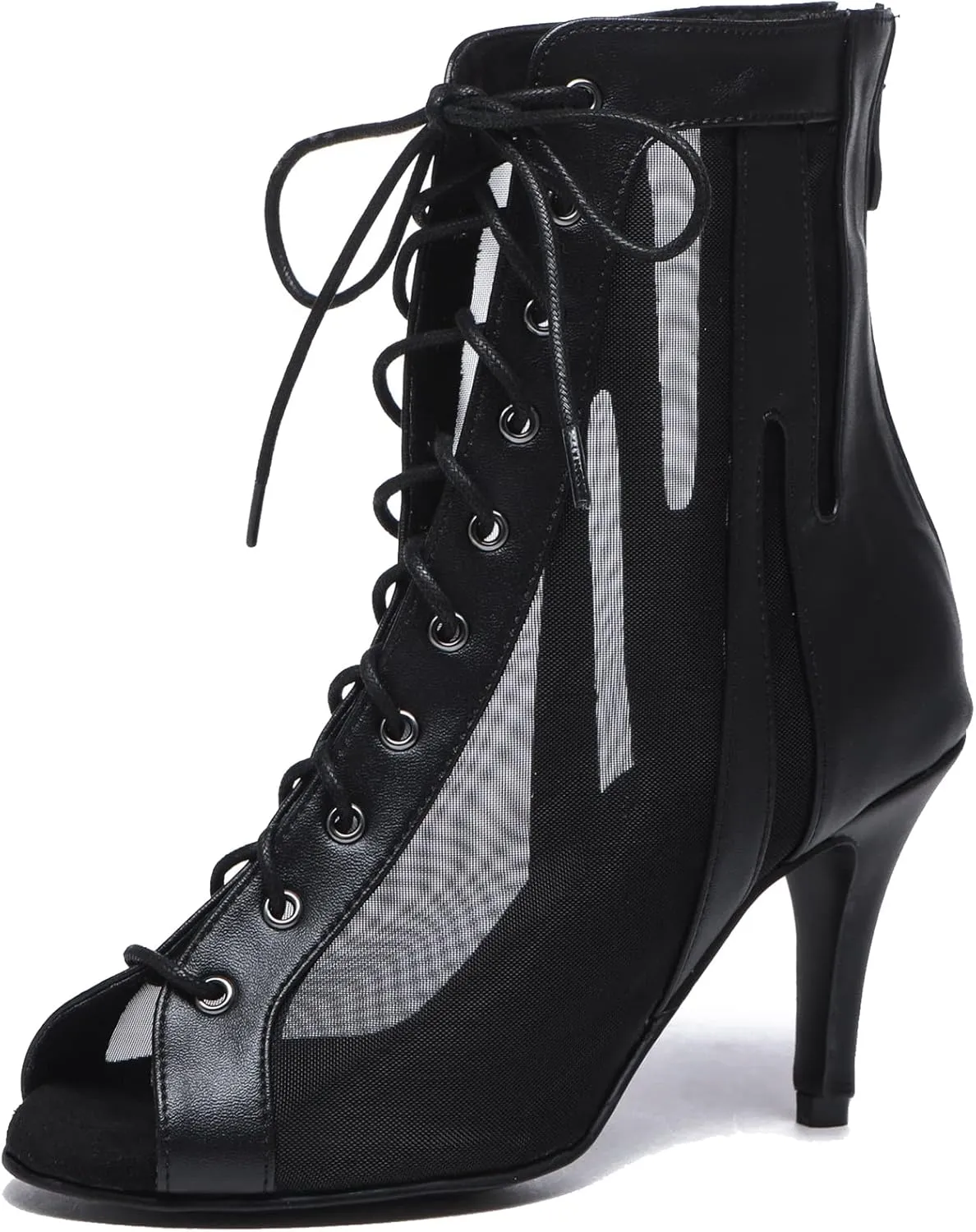Minishion Sexy Dance Heels for Women Mesh Party Eveing Ankle Sandals Boots