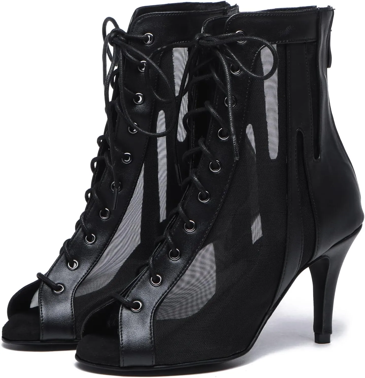 Minishion Sexy Dance Heels for Women Mesh Party Eveing Ankle Sandals Boots