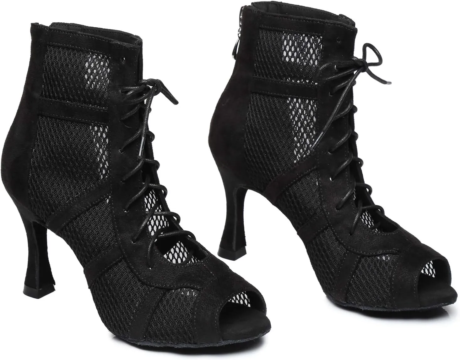 Minishion Sexy Dance Heels for Women Mesh Party Eveing Ankle Sandals Boots
