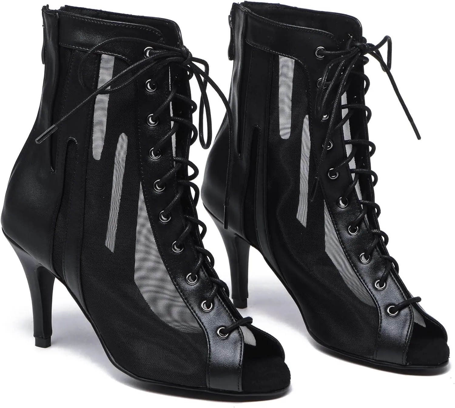Minishion Sexy Dance Heels for Women Mesh Party Eveing Ankle Sandals Boots