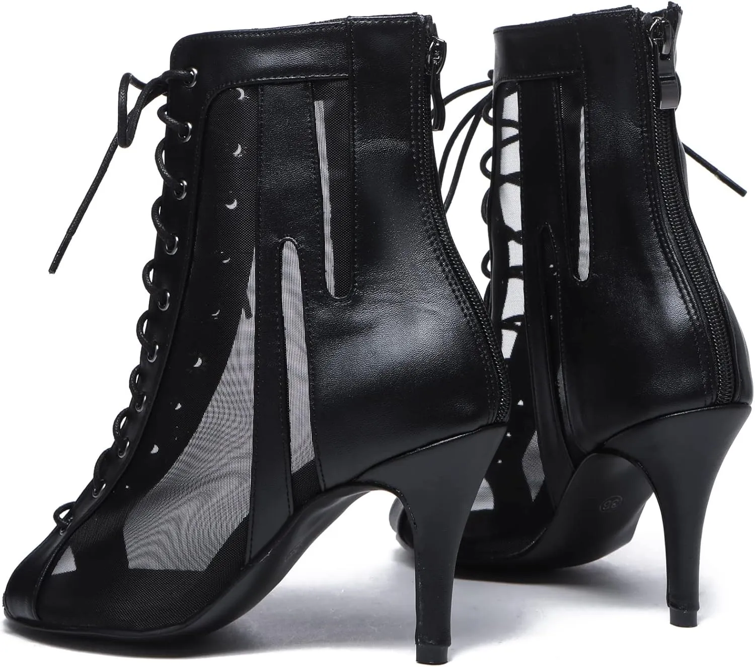Minishion Sexy Dance Heels for Women Mesh Party Eveing Ankle Sandals Boots