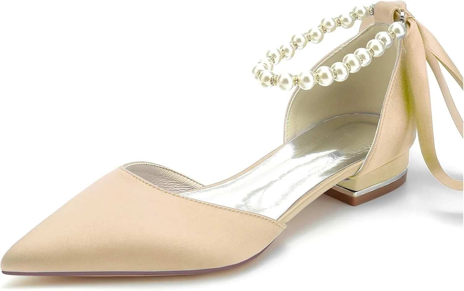 Minishion Womens Girls Occasion Flats Jeweled Beaded Wedding Evenihg Pumps Shoes with Ribbon BR243