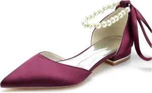 Minishion Womens Girls Occasion Flats Jeweled Beaded Wedding Evenihg Pumps Shoes with Ribbon BR243
