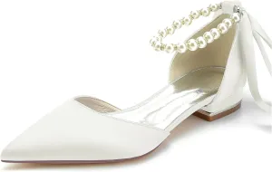 Minishion Womens Girls Occasion Flats Jeweled Beaded Wedding Evenihg Pumps Shoes with Ribbon BR243